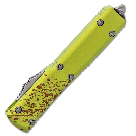 Кишеньковий ніж Microtech Ultratech Drop Point Stonewash Zombie-Tech (121-10Z), Покриття клинка: SW (Stonewash), Колір: Жовто-салатовий, зображення 2