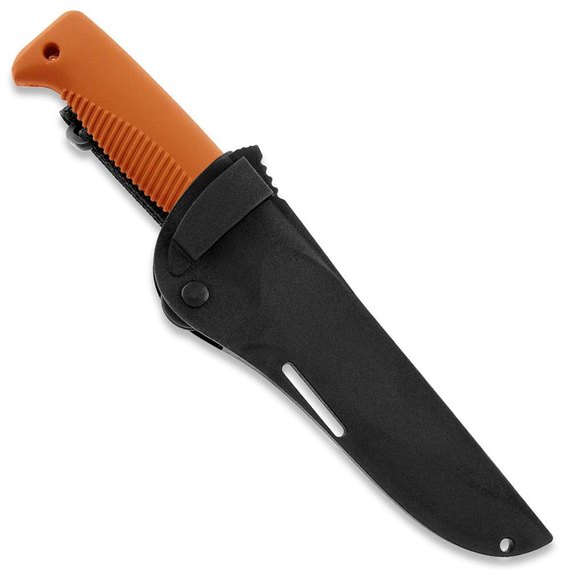 Нож тактический Peltonen M07 Ranger Knife Orange Handle (teflon, composite) FJP133, Покрытие клинка: Black PTFE (Teflon), Цвет : Оранжевый, изображение 4