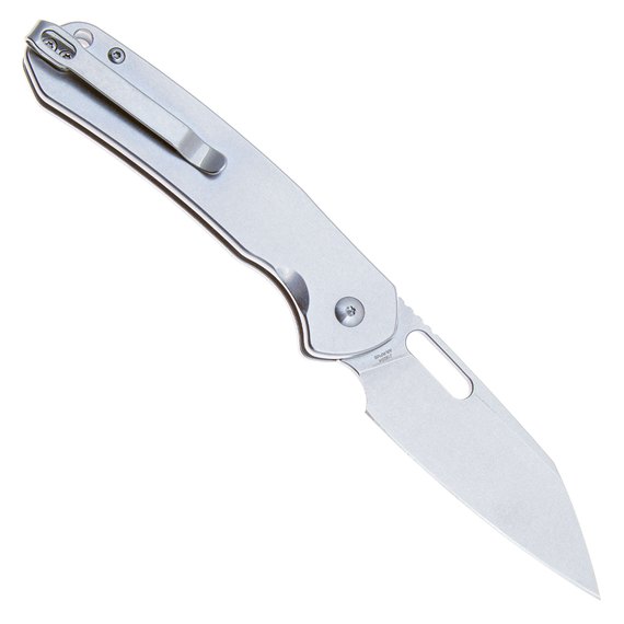 Карманный нож CJRB Pyrite Wharncliffe Steel handle (J1925A-ST), Покрытие клинка: SW (Stonewash), Цвет : Серый, изображение 2