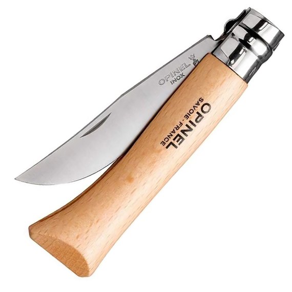 Нож туристический Opinel №10 Inox (123100), Марка стали: Sandvik 12C27, Материал рукояти: Бук, изображение 2