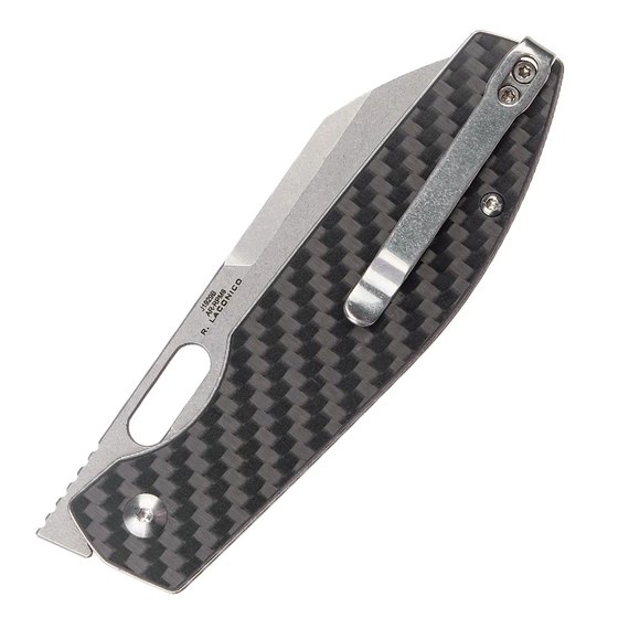 Кишеньковий ніж CJRB Ekko CF (J1929B-CF), Покриття клинка: SW (Stonewash), Колір: Чорний, Матеріал рукояті: Вуглецеве волокно, зображення 3