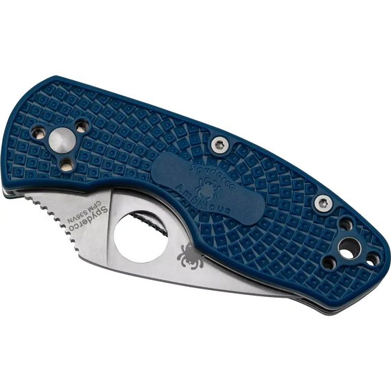 Карманный нож Spyderco Ambitious Lightweight Blue Serrated (C148SBL), Тип режущей кромки: Серрейтор, изображение 6