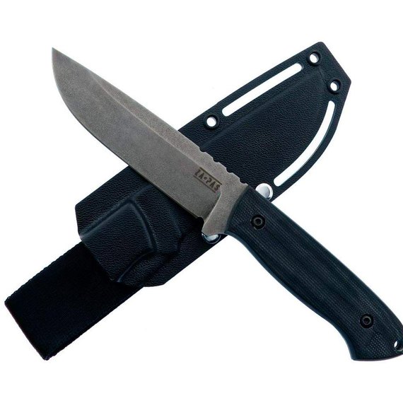Нож охотничий Za-Pas Ultra Outdoor Stonewash (Black G10, kydex sheath) UO-ST-G10-BL, Покрытие клинка: SW (Stonewash), Цвет : Чёрный, изображение 2