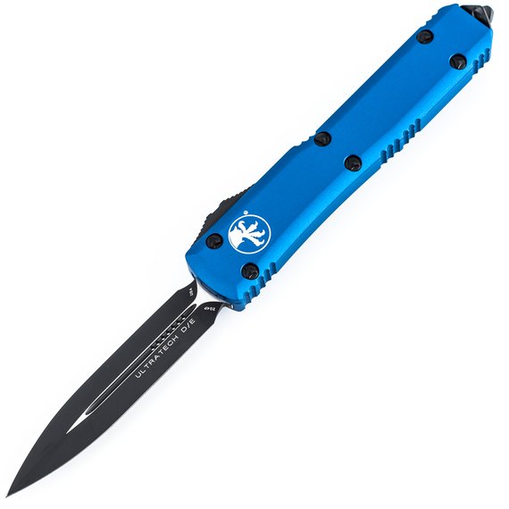 Карманный нож Microtech Ultratech Double Edge blue (122-1BL), Покрытие клинка: Black, Цвет : Blue