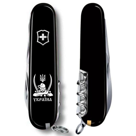 Многофункциональный нож Victorinox Climber Ukraine Козак с саблями черный 1.3703.3_T1110u, Цвет : Black, изображение 2
