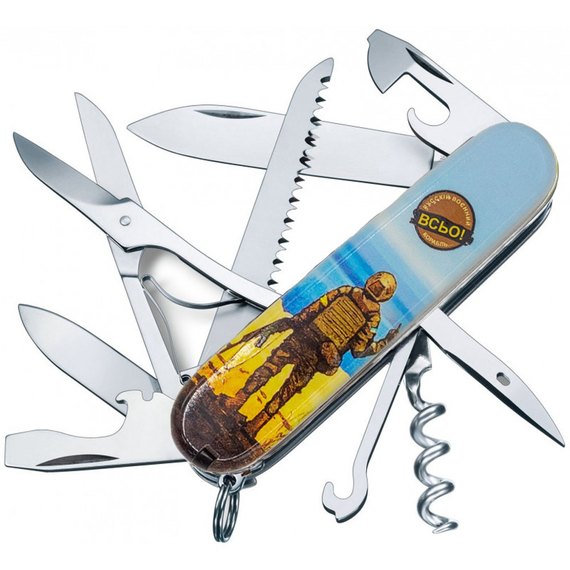 Многофункциональный нож Victorinox Huntsman Ukraine Марка русскій воєнний корабль… ВСЬО! 1.3713.3.T3120h, Цвет : Разноцветный, Принт: Марка русскій воєнний корабль… ВСЬО!