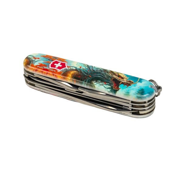 Многофункциональный нож Victorinox Huntsman Zodiac Боевой дракон 1.3713.7_Z3230p, Принт: Боевой дракон, изображение 4