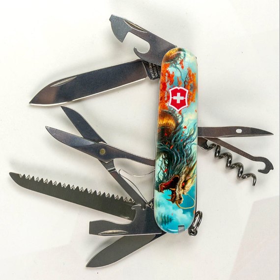 Многофункциональный нож Victorinox Huntsman Zodiac Боевой дракон 1.3713.7_Z3230p, Принт: Боевой дракон, изображение 7
