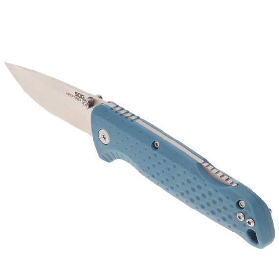 Нож туристический SOG Adventurer LB, Nordic Blue/Satin (13-11-03-43), Покрытие клинка: Satin, Цвет : Blue/Satin, изображение 3