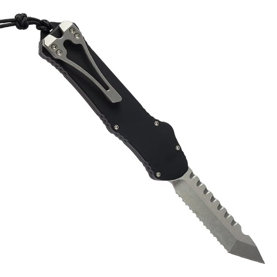 Кишеньковий ніж Heretic Hydra Tanto Stonewash Serrated Black (H006-2C), Покриття клинка: SW (Stonewash), Колір: Black, Тип ріжучої кромки: Серрейтор, зображення 2