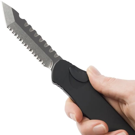 Кишеньковий ніж Heretic Hydra Tanto Stonewash Serrated Black (H006-2C), Покриття клинка: SW (Stonewash), Колір: Black, Тип ріжучої кромки: Серрейтор, зображення 5