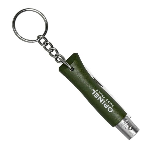 Маленький складной нож Opinel Keychain №4 Inox зеленый (002054), Цвет : Зелёный, Материал рукояти: Бук, изображение 4