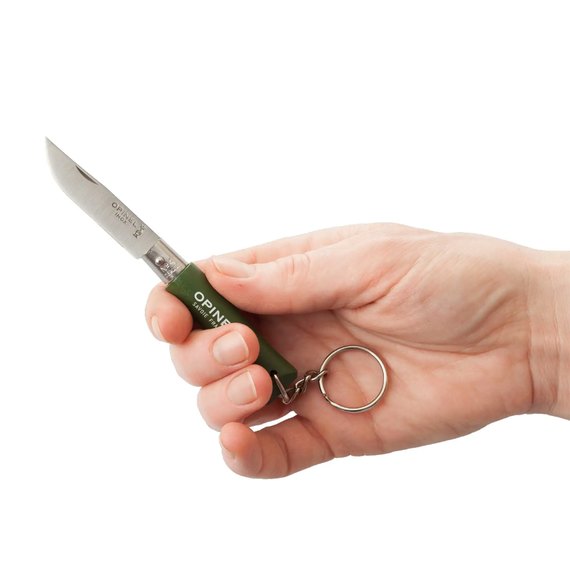 Маленький складной нож Opinel Keychain №4 Inox зеленый (002054), Цвет : Зелёный, Материал рукояти: Бук, изображение 5