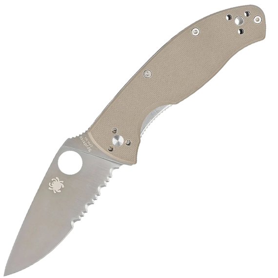 Кишеньковий ніж Spyderco Tenacious (C122GBNM4PS), Колір: Beige, Тип ріжучої кромки: Напівсеррейтор