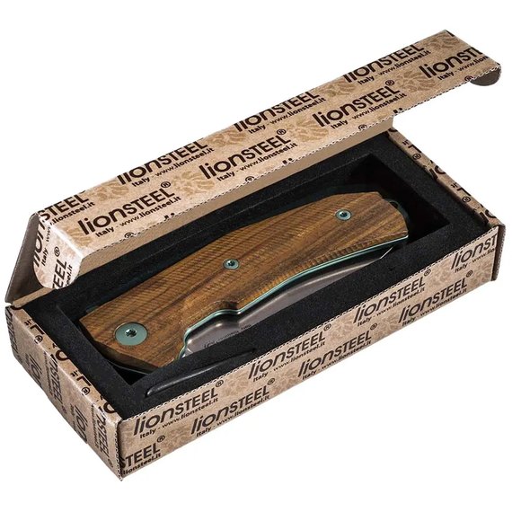 Карманный нож Lionsteel Kur Santos (KUR ST), Покрытие клинка: Satin, Цвет : Коричневый, Материал рукояти: Santos wood, изображение 5