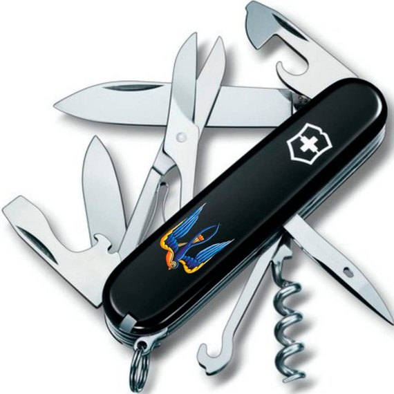 Багатофункціональний ніж Victorinox Climber Ukraine Тризуб-Ластівка чорний 1.3703.3_T1230u