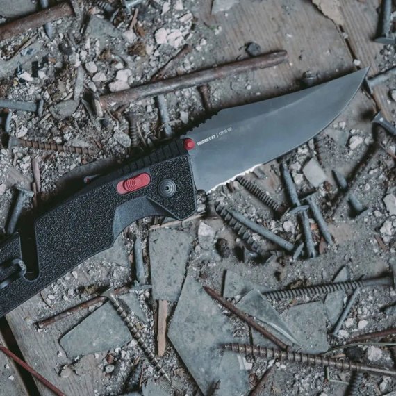 Нож туристический SOG Trident AT (11-12-02-41), Покрытие клинка: Black Titanium Nitride, Цвет : Чёрный/Красный, Тип режущей кромки: Полусеррейтор, изображение 10