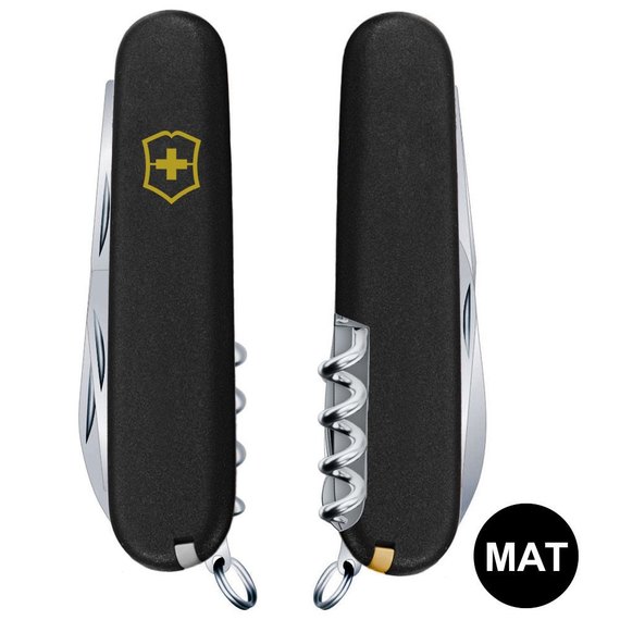 Многофункциональный нож Victorinox Huntsman Mat черный матовый лак с желтым логотипом 1.3713.3_M0008p, изображение 3