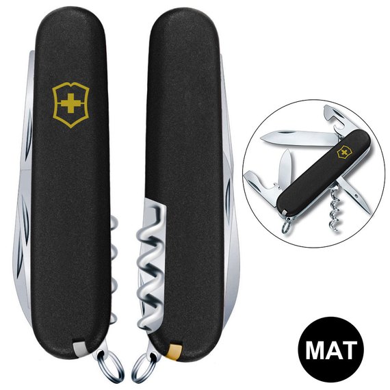 Многофункциональный нож Victorinox Spartan Mat черный матовый лак с желтым логотипом 1.3603.3_M0008p, изображение 2
