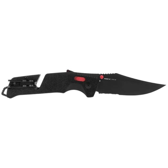 Нож туристический SOG Trident AT (11-12-02-41), Покрытие клинка: Black Titanium Nitride, Цвет : Чёрный/Красный, Тип режущей кромки: Полусеррейтор, изображение 4