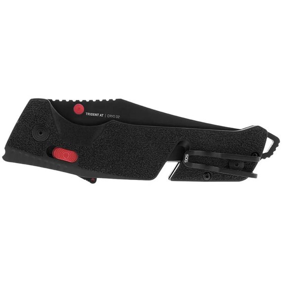 Нож туристический SOG Trident AT (11-12-02-41), Покрытие клинка: Black Titanium Nitride, Цвет : Чёрный/Красный, Тип режущей кромки: Полусеррейтор, изображение 5