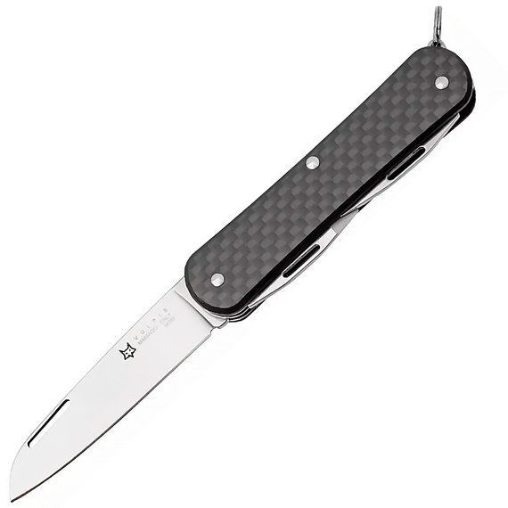 Многофункциональный нож Fox Vulpis CF black (FX-VP130-3 CF), Цвет : Чёрный, Материал рукояти: Вуглецеве волокно, изображение 2
