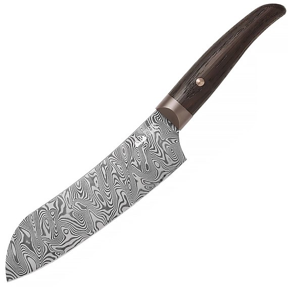 Кухонный нож Due Cigni Coquus Santoku Damask 180 mm brown (2C 2103 DGD)