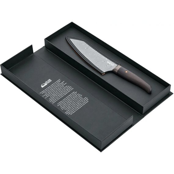 Кухонный нож Due Cigni Coquus Santoku Damask 180 mm brown (2C 2103 DGD), изображение 2