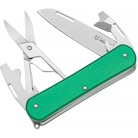 Многофункциональный нож Fox Vulpis Aluminium od green (FX-VP130-F4 OD), Цвет : Зелёный, Материал рукояти: Алюміній