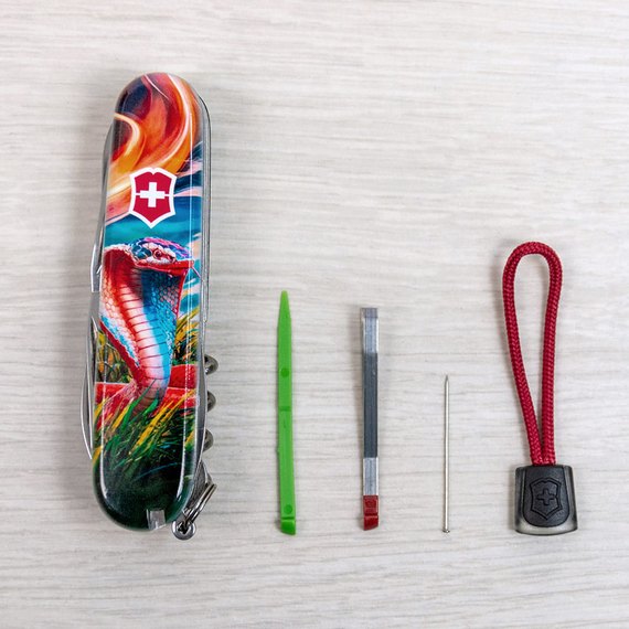Багатофункціональний колекційний ніж Victorinox Huntsman Zodiac Барвиста кобра (1.3713.3.Z4290pk), зображення 9