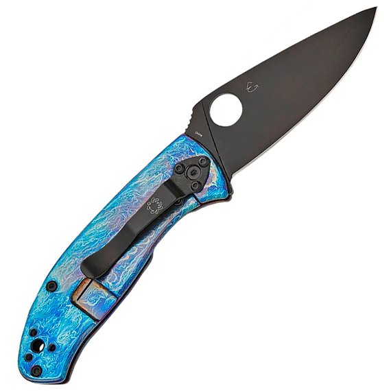 Карманный нож Spyderco Tenacious Black Blade D2 Titanium Blue (C122TIBLBKD2P), изображение 2