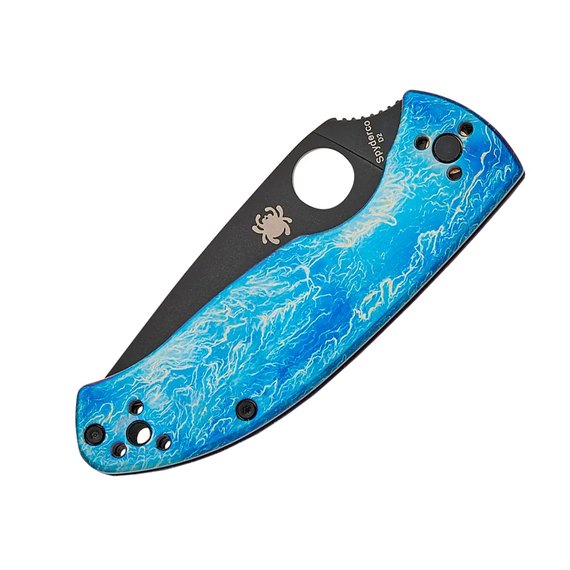 Карманный нож Spyderco Tenacious Black Blade D2 Titanium Blue (C122TIBLBKD2P), изображение 3
