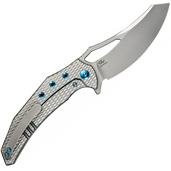 EDC ніж WE Knife Epaulette M390 Diamond Patterned Ti (01WE1453), зображення 2