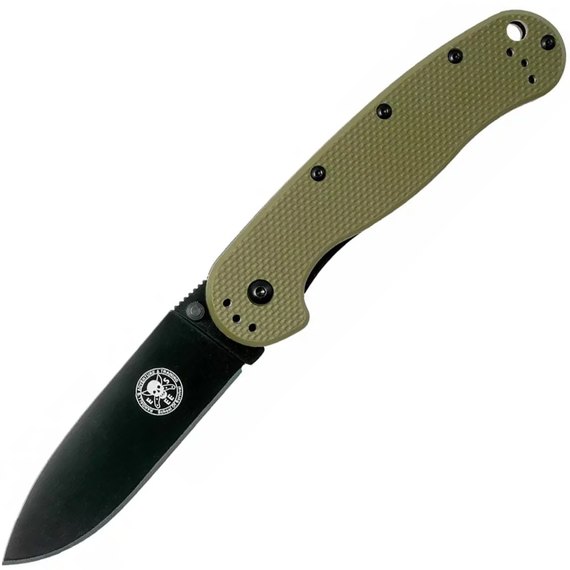 EDC нож Esee Knives Avispa Black Blade D2 Nylon OD Green (BRK1302ODB), Покрытие клинка: Black, Цвет : Зелёный, Марка стали: D2, Материал рукояти: Нейлон