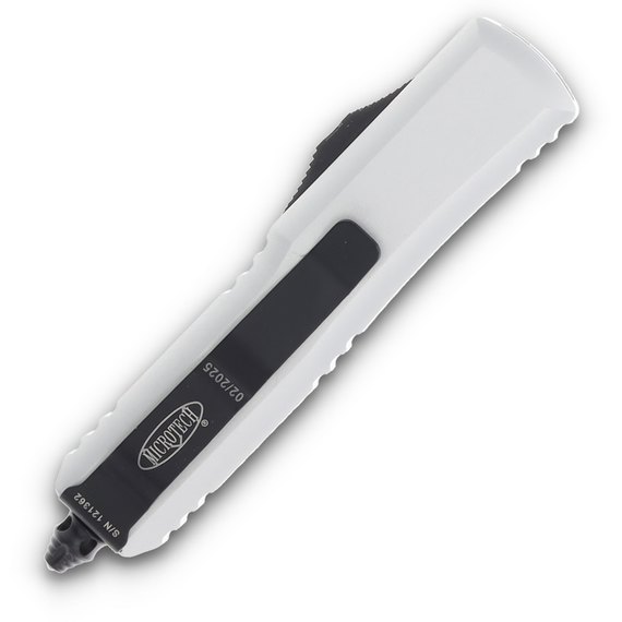 Автоматический выкидной нож Microtech UTX-85 Drop Point S/E Black Blade Standard White (231-1CR), изображение 2