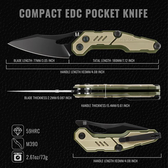 EDC нож Hightron Spectron хаки (HK04KHK), Колір: Хакі, зображення 6