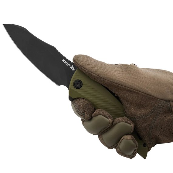 EDC нож Skif Vulture BSW Olive (OL-008DBSWOL), Покрытие клинка: BSW (Black Stonewash), Цвет : Оливковый, изображение 4