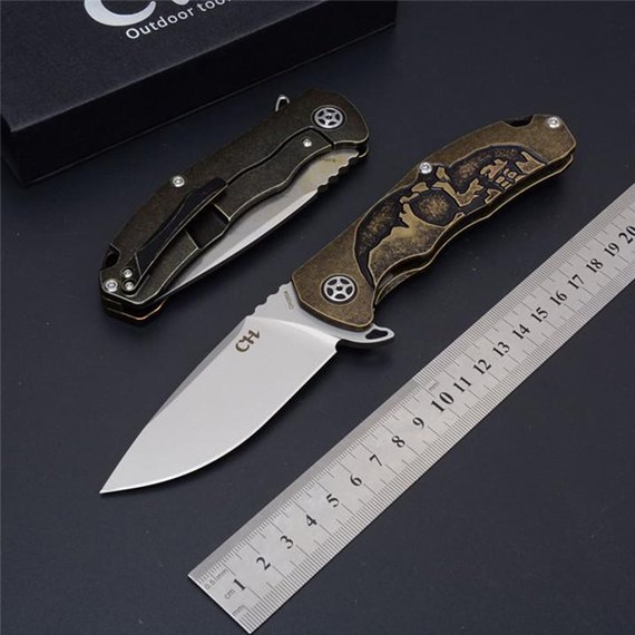 Нож CH 3504 TC4 gold