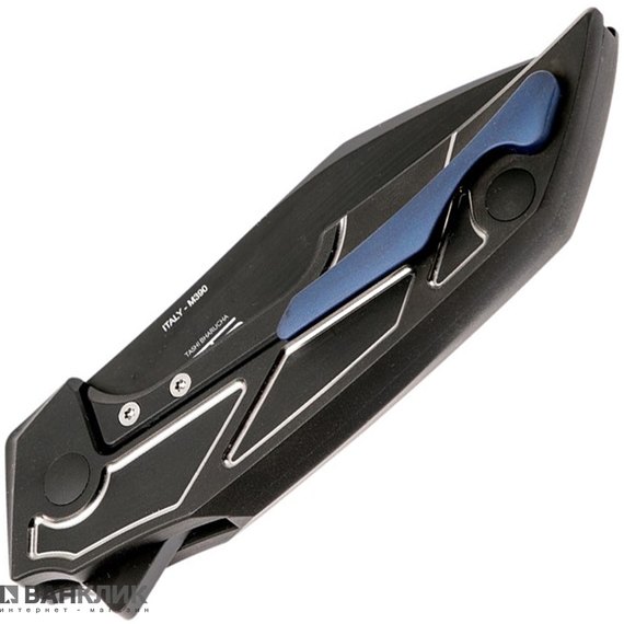 Нож Fox Phoenix, черный (FX-531TIB), Цвет : Тёмно-синий , Марка стали: M390, Материал рукояти: Титан, изображение 2