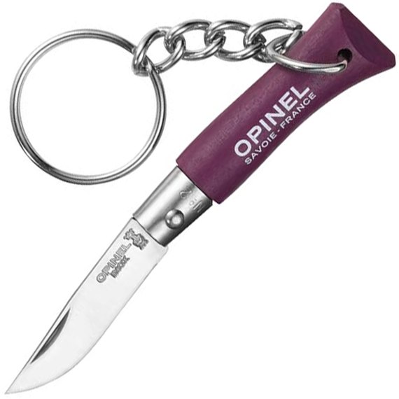 Маленький складной нож Opinel Keychain №2 Inox фиолетовый (001428-p), Цвет : Фиолетовый, Материал рукояти: Граб