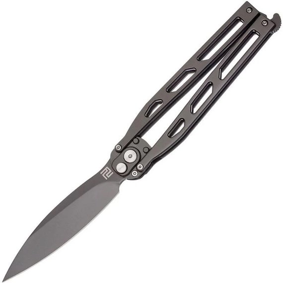 Нож-бабочка (балисонг) Artisan Kinetic Balisong Small gray (1823PLS-GY), Цвет : Grey , Марка стали: D2, Материал рукояти: Нержавеющая сталь