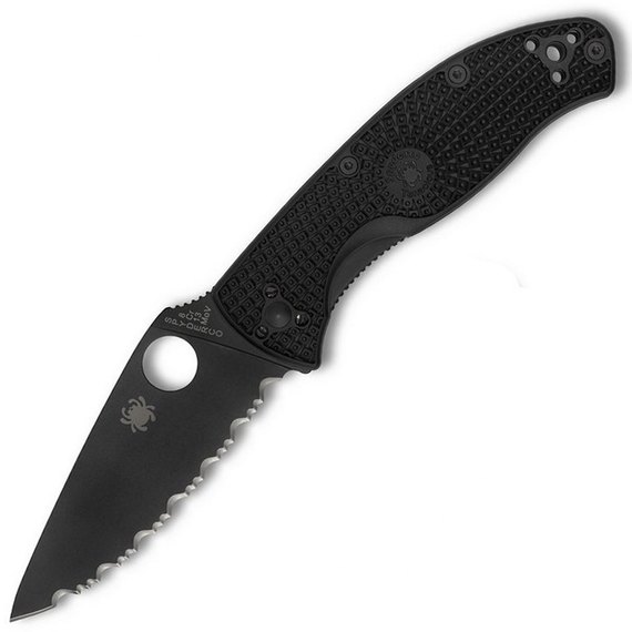 Ніж Spyderco Tenacious Black Blade FRN, серрейтор (C122SBBK)