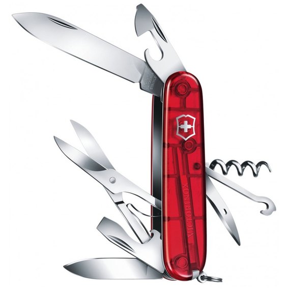Многофункциональный нож Victorinox Climber 1.3703.TB1, Цвет : Красный прозрачный, изображение 2