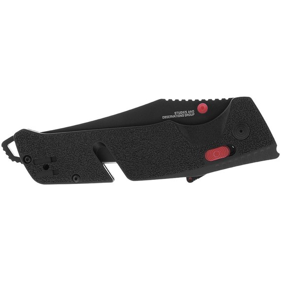 Нож SOG Trident AT (11-12-01-41), Покрытие клинка: Black Titanium Nitride, Цвет : Чёрный/Красный, Тип режущей кромки: Гладкое лезвие, изображение 2
