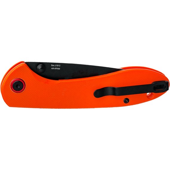 Ніж CJRB Fieldspar Black Blade orange (J1912-BOE), Колір: Помаранчевий, Марка сталі: AR-RPM9, Матеріал рукояті: Склотекстоліт (G10), зображення 2